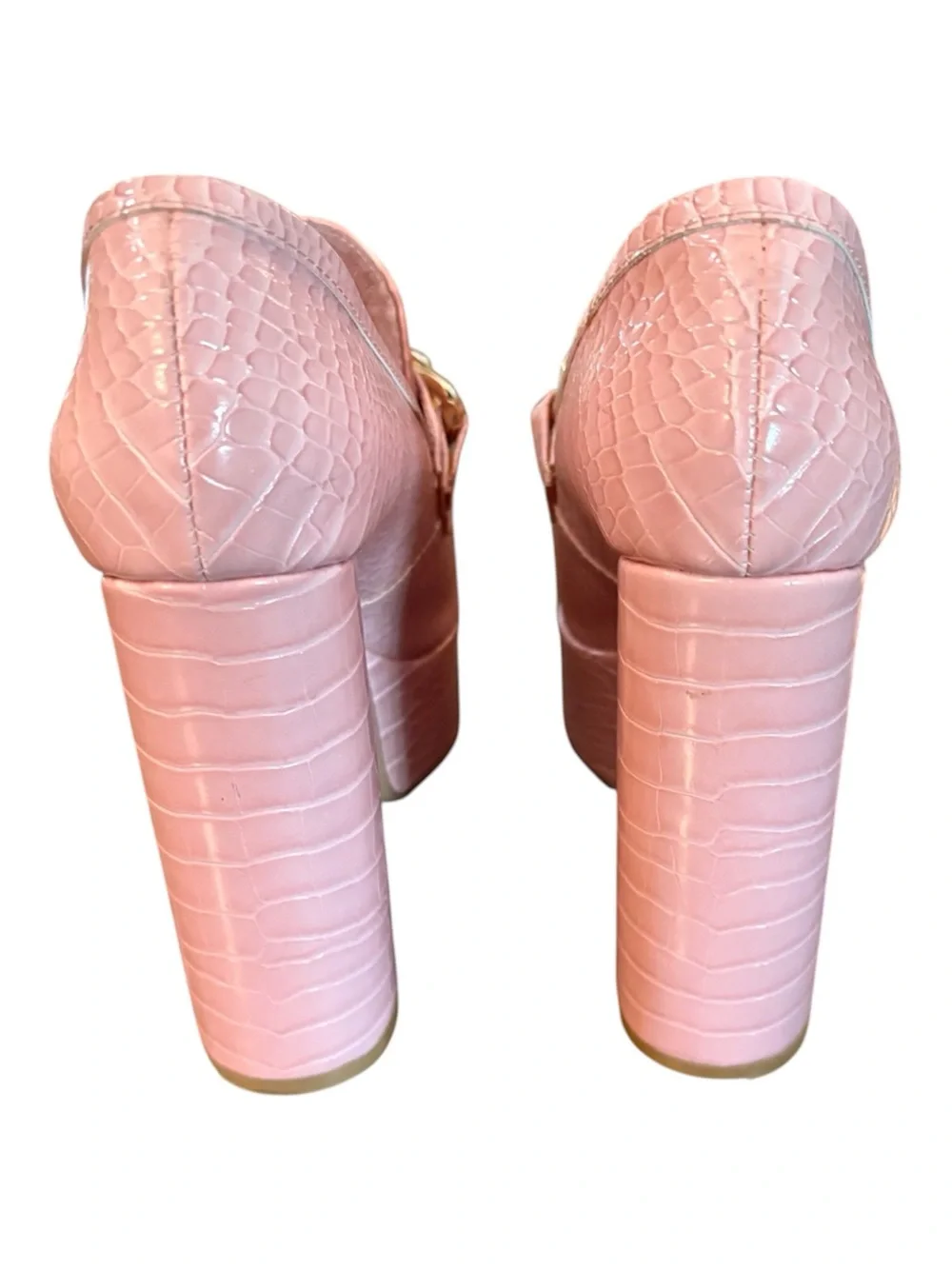 Raye Leona Pink Platform Crocodile Embossed Y2K Luxury Heels Size 7.5